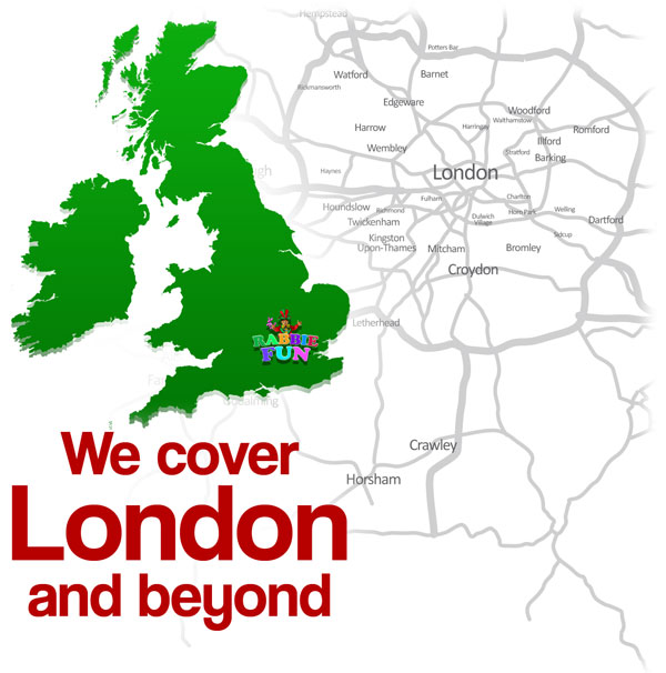 London based children's entertainer located on UK map